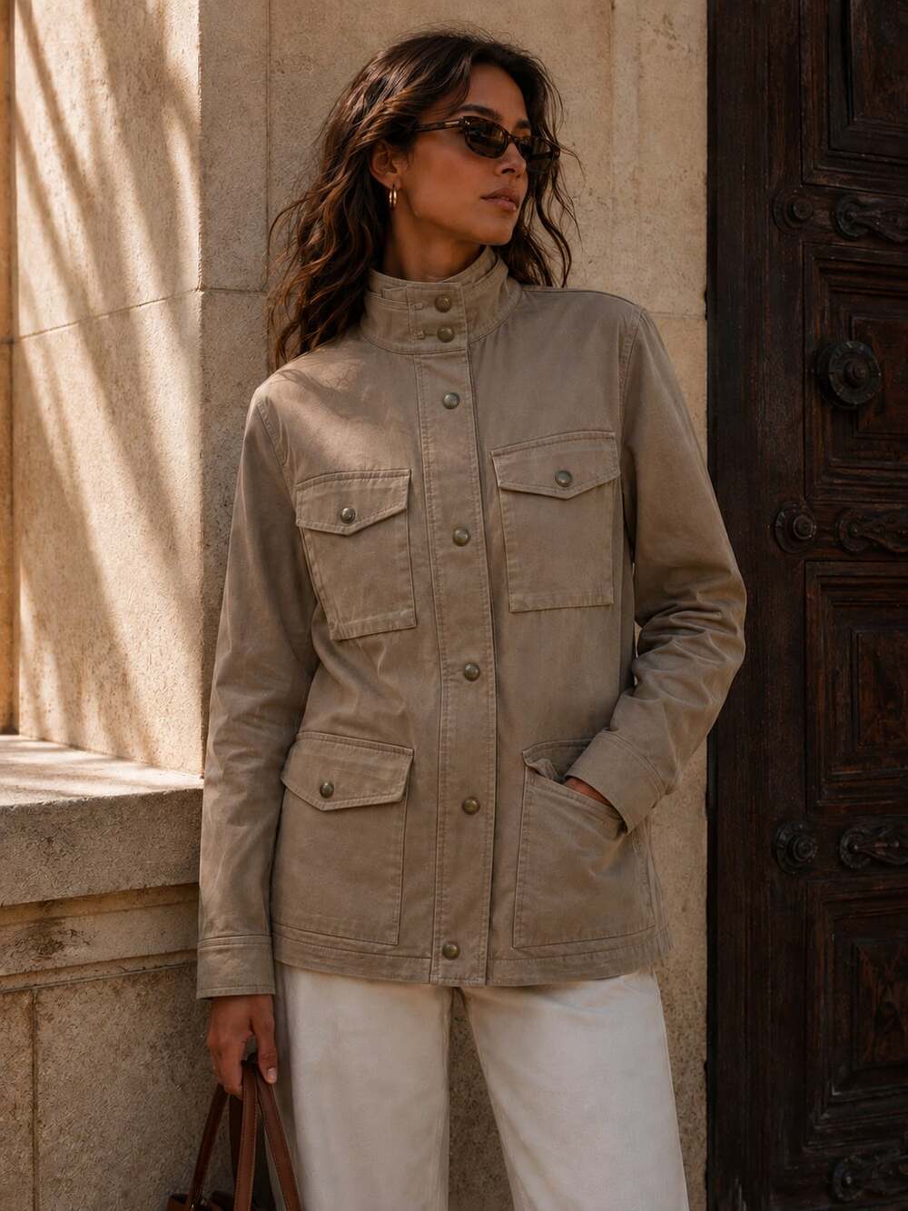 Banana Republic Women’s S Field Jacket Khaki Safari Utility Military Cotton SP13